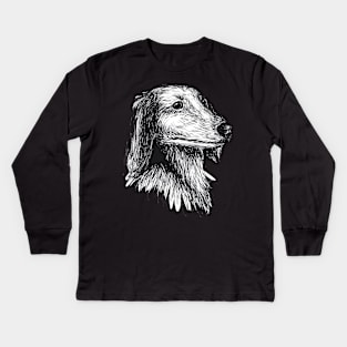 dachshund puppy watercolours painting motive basset hound rough hair Kids Long Sleeve T-Shirt